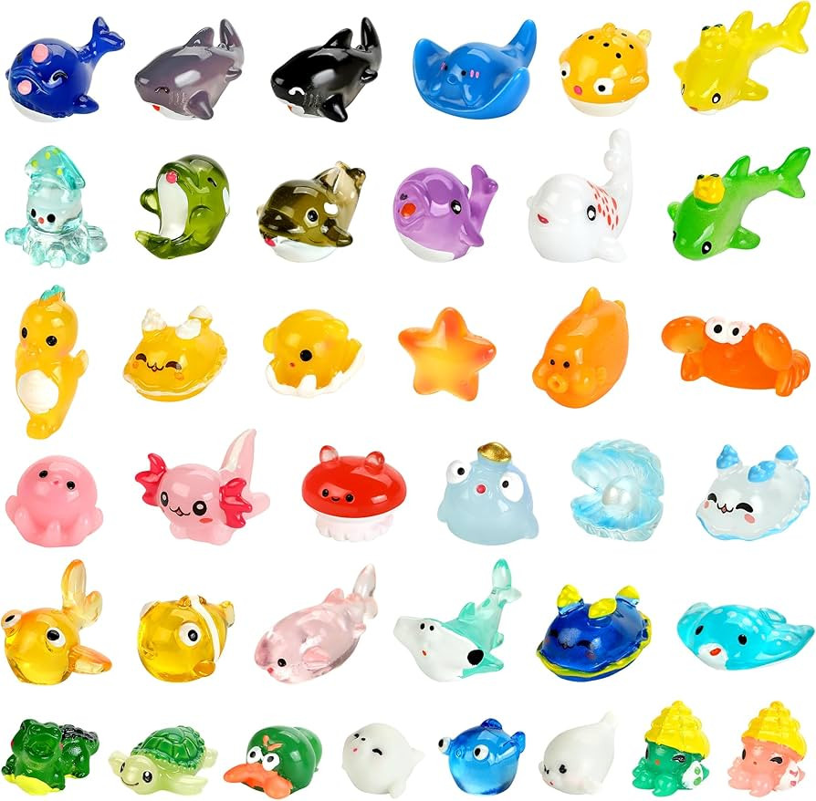 38pcs Ocean Mini Resin Animals 38 Styles Tiny Sea Resin Animals Figurines Miniature Little Small ... | Amazon (US)