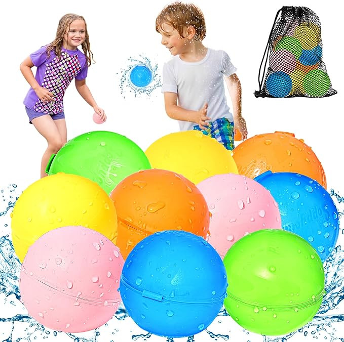 SOPPYCID 10PCS Reusable Water Balloons Quick Fill for Kids, Refillable Magnetic Water Balloons fo... | Amazon (US)