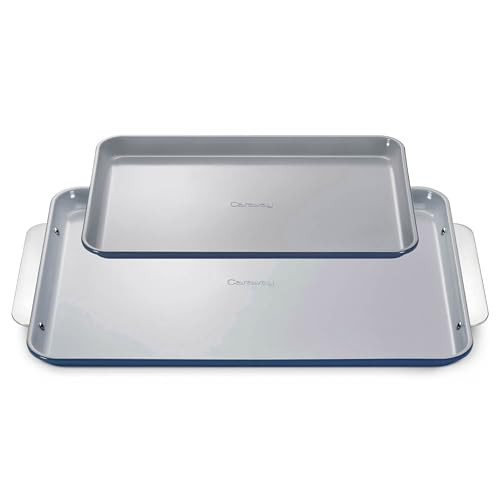 Caraway Non-Stick Ceramic Baking Sheet Duo - Naturally Slick Ceramic Coating - Non-Toxic, PTFE & PFOA Free - 18 x 13" Large & 15 x 10" Medium - Navy | Amazon (US)