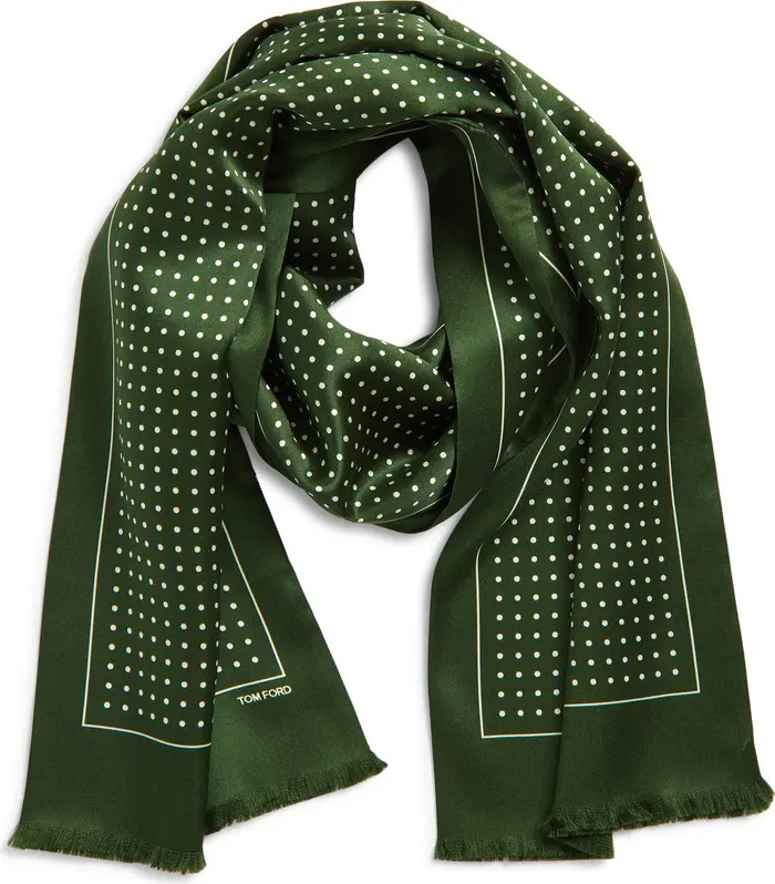 Polka Dot Mulberry Silk Fringe Scarf | Nordstrom