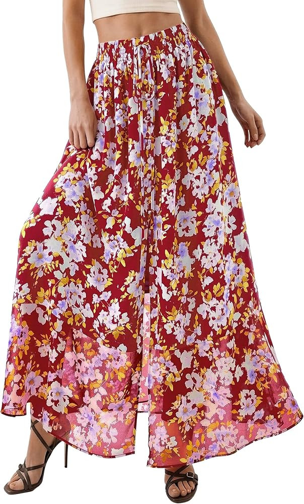PRETTYGARDEN 2026 Summer Maxi Long Skirts for Women Trendy Boho Floral High Waisted Slit Flowy Tr... | Amazon (US)