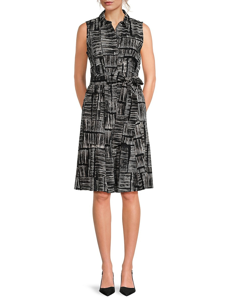 Calvin Klein Women's Print Cotton Dress - Black Cream - Size 4 | Saks Fifth Avenue OFF 5TH