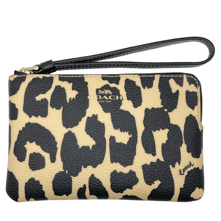 Coach Women's Small Corner Zip Wristlet with Leopard Print (Leopard Multi) - Walmart.com | Walmart (US)