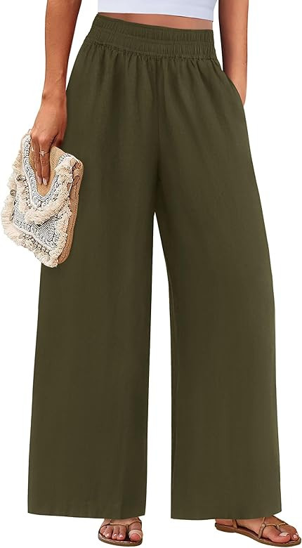 PRETTYGARDEN Womens Wide Leg Pants Casual 2025 Elastic Waist Loose Flowy Palazzo Pants Trousers w... | Amazon (US)