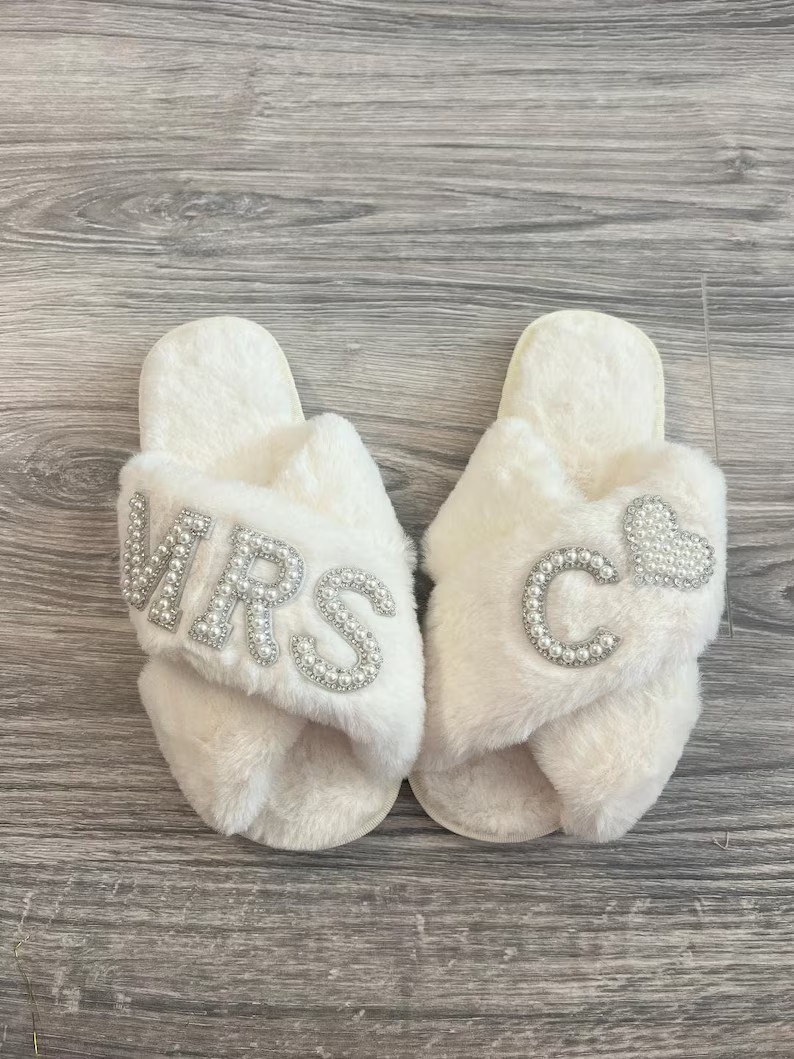 MRS Bride Rhinestone Slippers Bride Gift Wedding Shower - Etsy | Etsy (US)