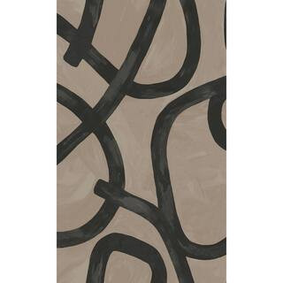 Walls Republic Taupe Brushstroke Swirl Geometric Non-Woven Paper Non-Pasted the Wall Double Roll ... | The Home Depot