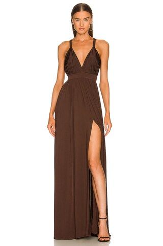 Michael Costello x REVOLVE Emmeline Maxi Dress in Brown from Revolve.com | Revolve Clothing (Global)