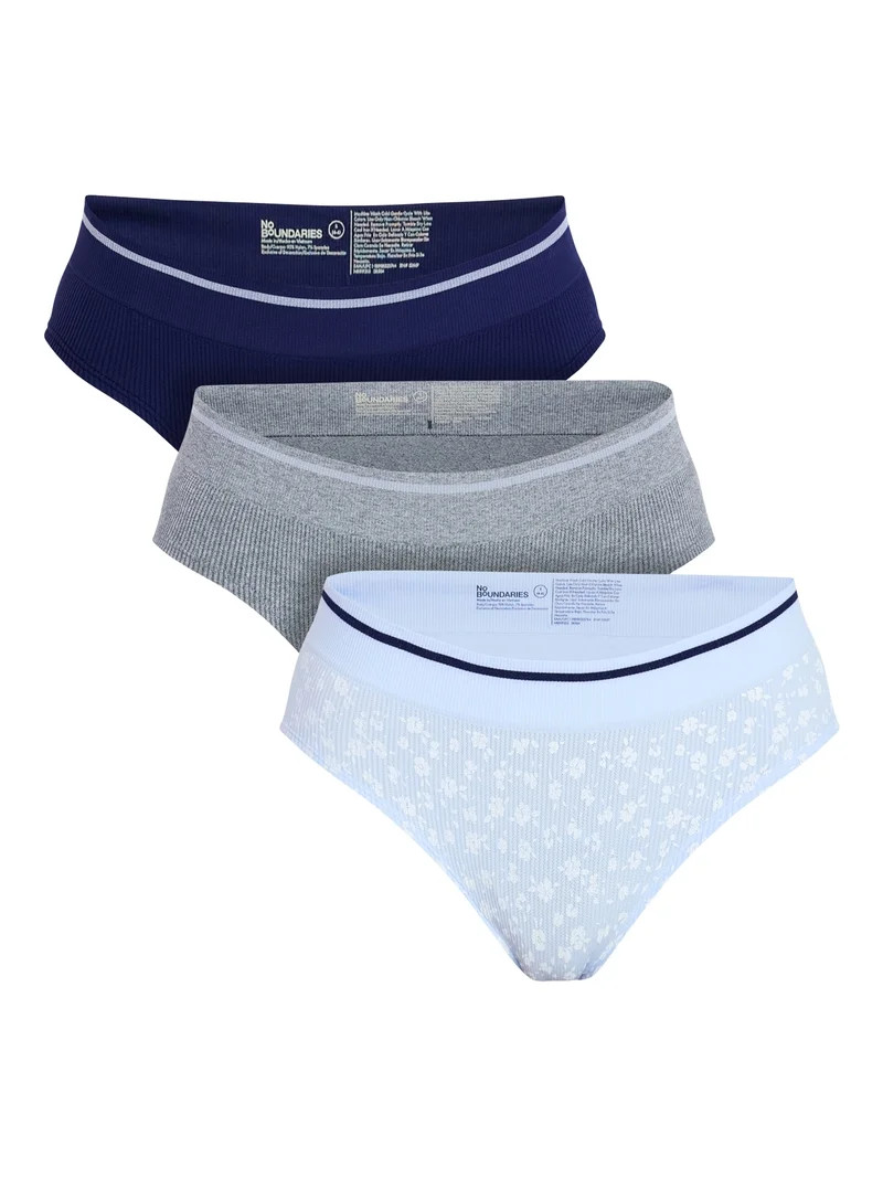No Boundaries Seamless Hipster Panties, 3-Pack, Women's XS-XXXL - Walmart.com | Walmart (US)