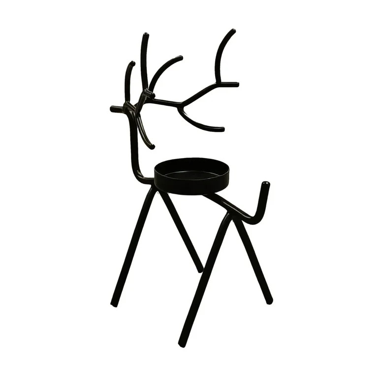 Christmas Black Metal Reindeer Tea Light Candle Holder Indoor Decor, by Holiday Time, 8x6.5x4inch... | Walmart (US)