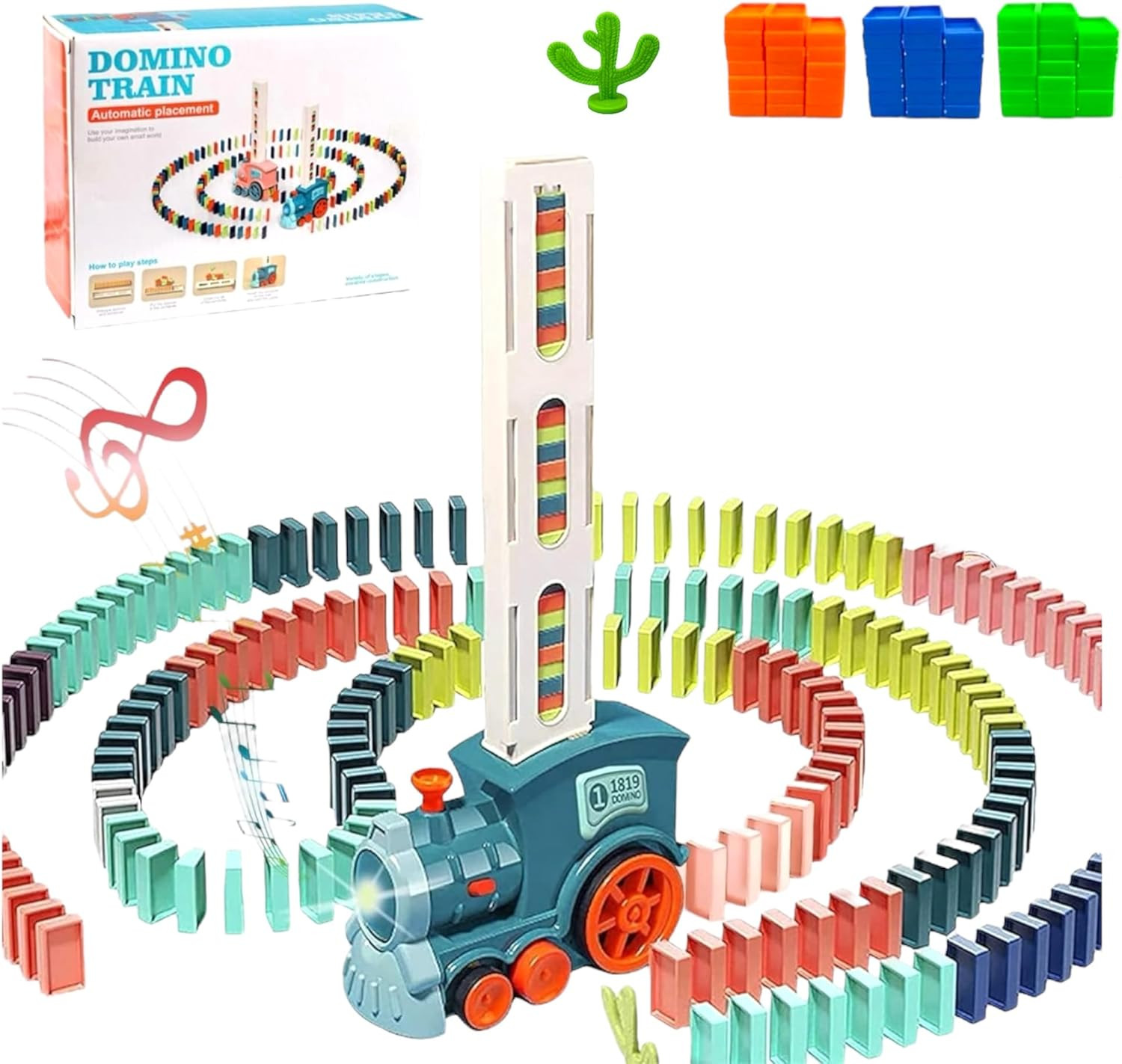 Domino Train Set - 200 Pcs, Domino Electric Train, Automatic Building and Stacking Domino Blocks,... | Amazon (US)