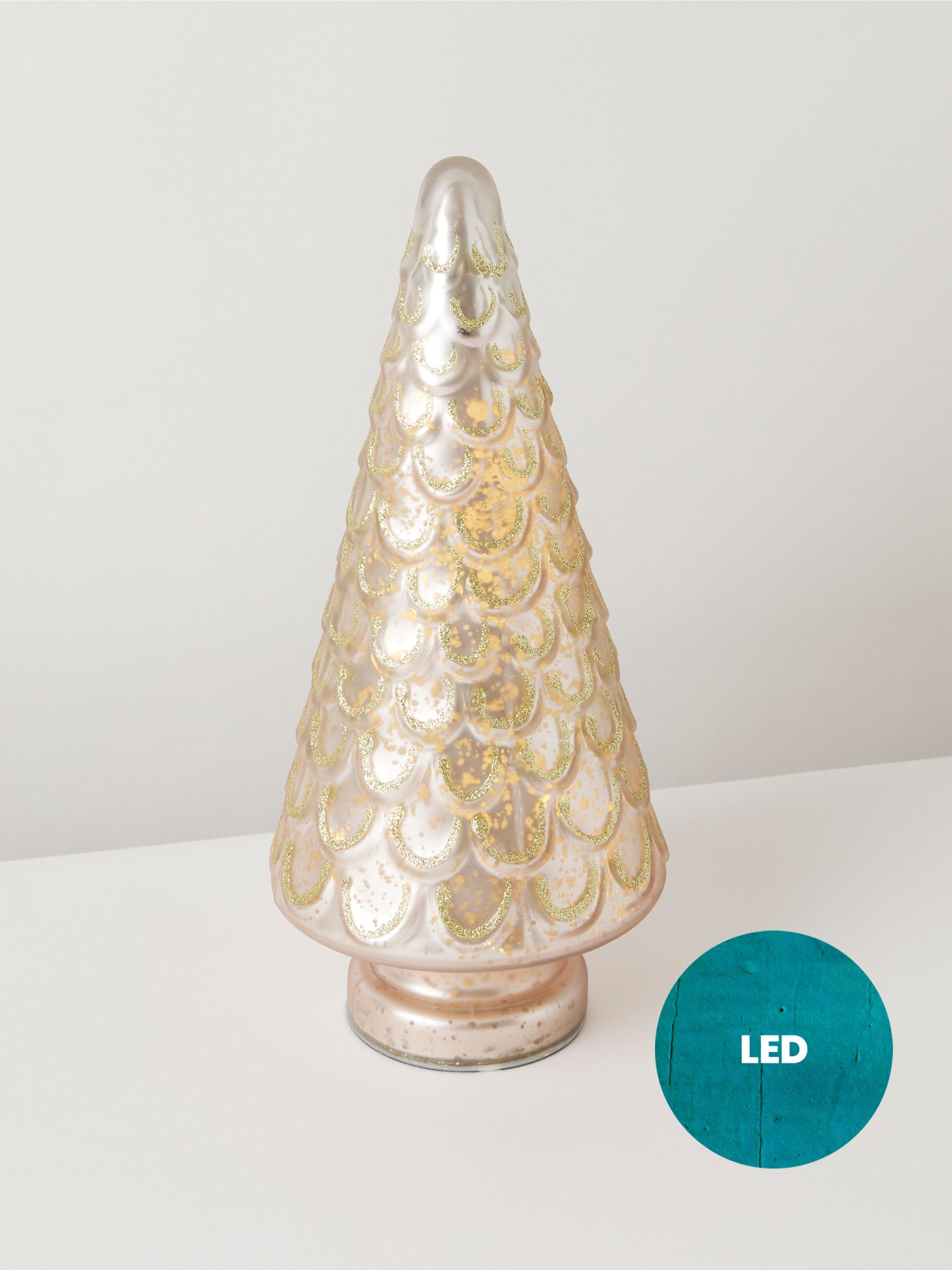 15.5in Glass Light Up Glitter Tree | Holiday & Seasonal | HomeGoods | HomeGoods