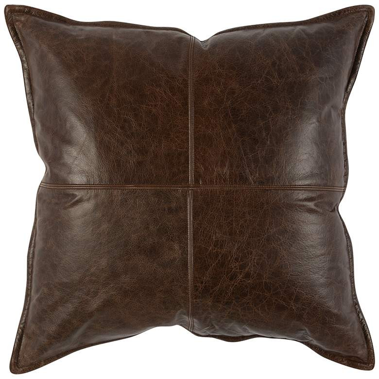 Chocolate Brown Leather 22" Square Throw Pillow | Lamps Plus