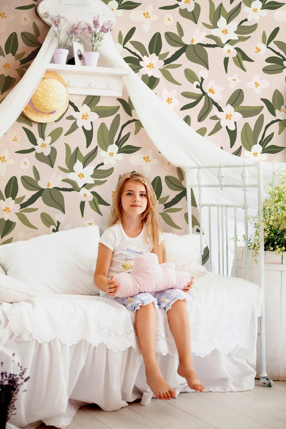 Eden Floral || Traditional or Removable  Wallpaper • Vinyl-Free •  Non-toxic | Etsy (US)