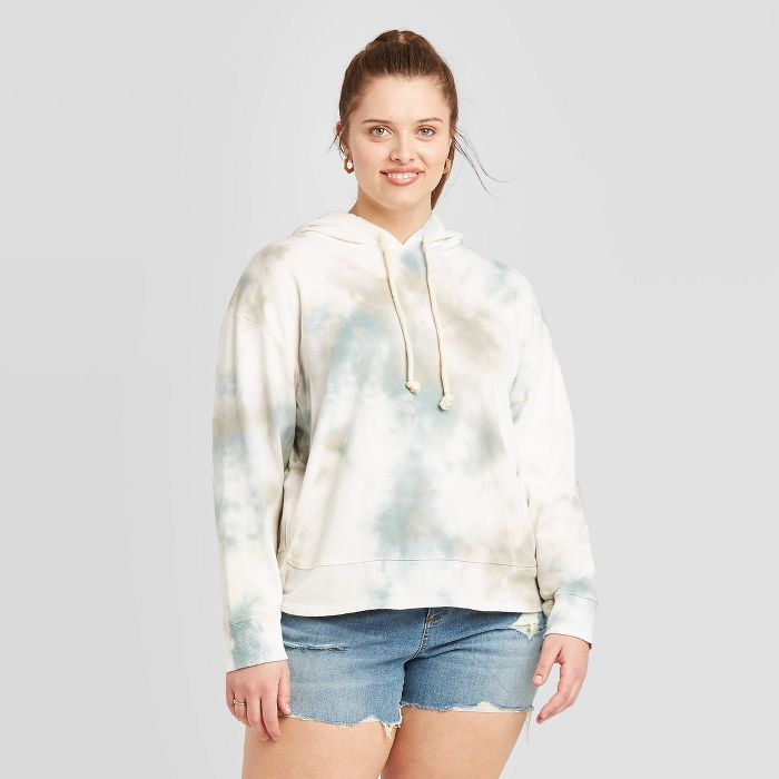 Women's Plus Size Crewneck Tie-Dye Hoodie Sweatshirt - Universal Thread™ Blue | Target