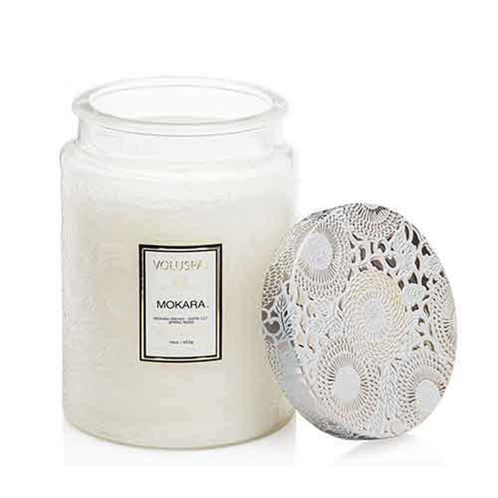 Voluspa Mokara Large Embossed Glass Jar Candle, 16 Ounces | Amazon (US)