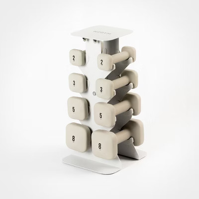 WeGym SafeGrip Dumbbells Lower Set with Light Rack - 2, 3, 5, 8lbs - Sandstone | Target