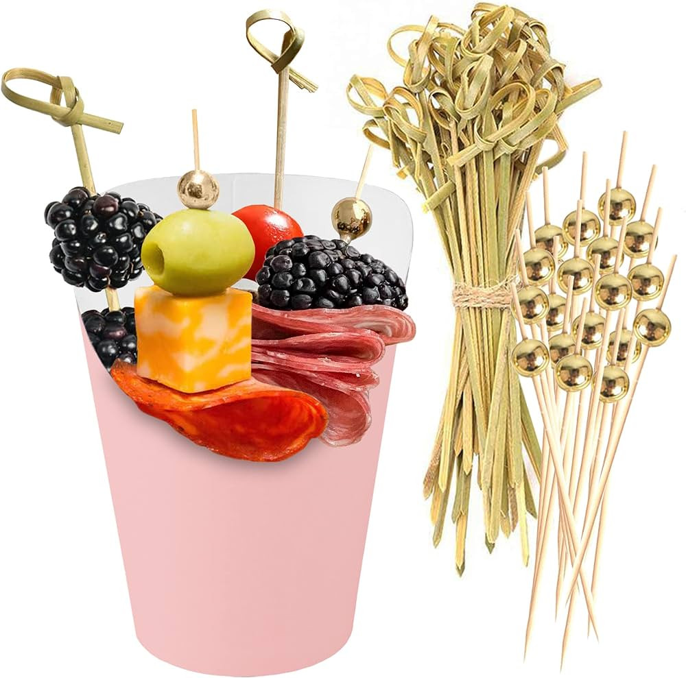 CUSINIUM [50 cups + 200 picks] Baby Pink Charcuterie Cups with Cocktail Picks (2 types) - Disposa... | Amazon (US)