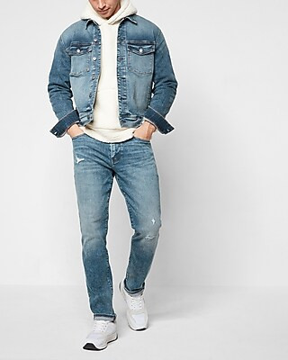 Conscious Edit Slim Medium Modern Vintage Wash Ripped Ultra Hyper Stretch Jeans | Express