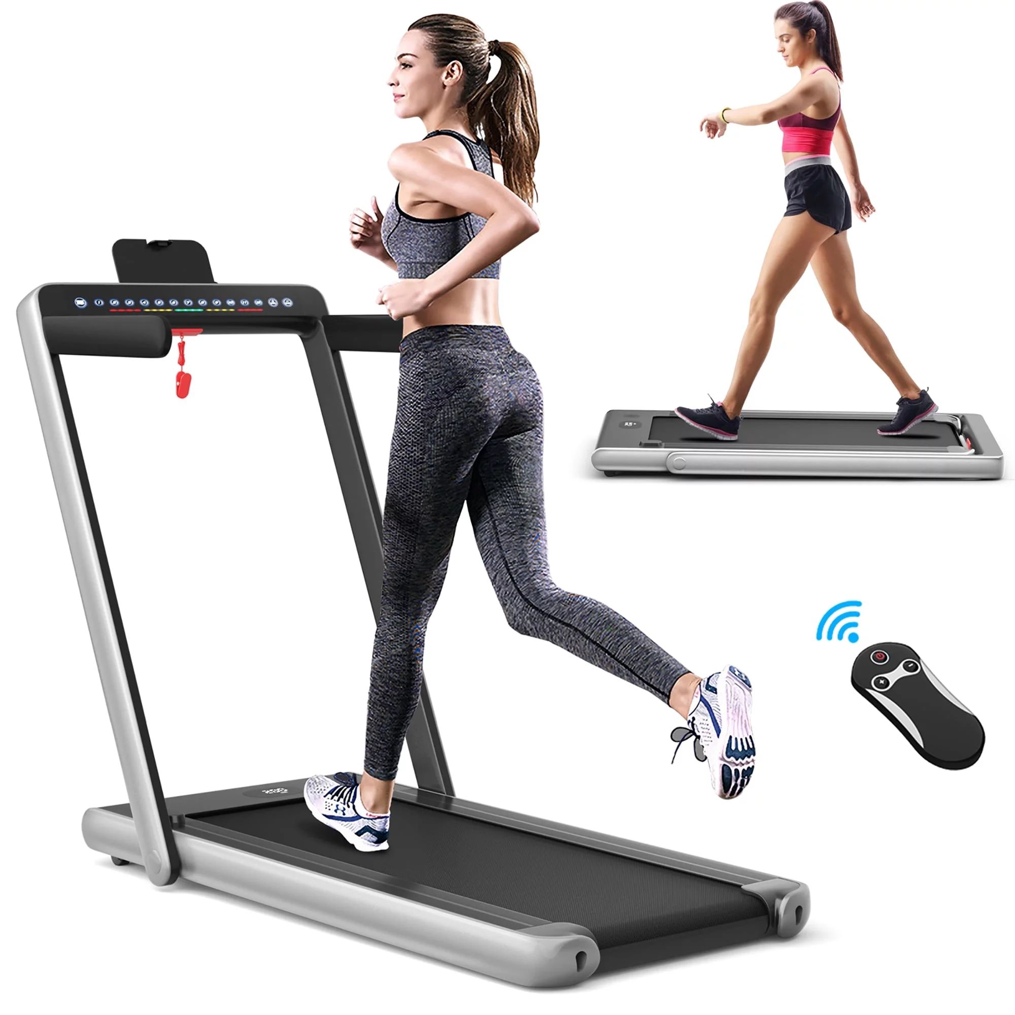 SuperFit 2.25HP 2 in 1 Dual Display Folding Treadmill Jogging Machine W/APP Control Dual Display ... | Walmart (US)