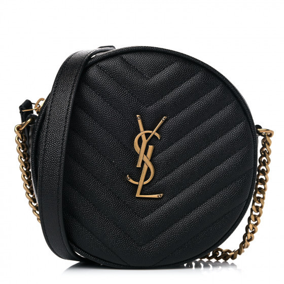 SAINT LAURENT

Grain De Poudre Matelasse Chevron Quilted Round Vinyle Camera Bag Black | Fashionphile