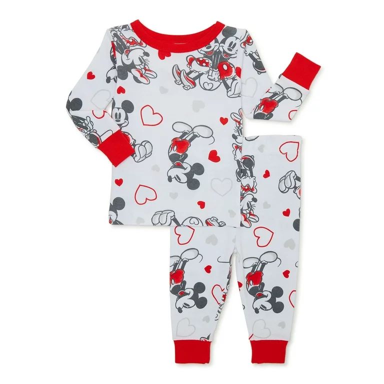 Disney Mickey and Minnie Mouse Toddler Unisex Valentine's Day Long Sleeve Top and Pants, 2-Piece ... | Walmart (US)
