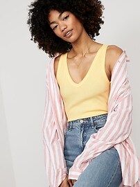 First-Layer Rib-Knit V-Neck Tank Top for Women | Old Navy (US)