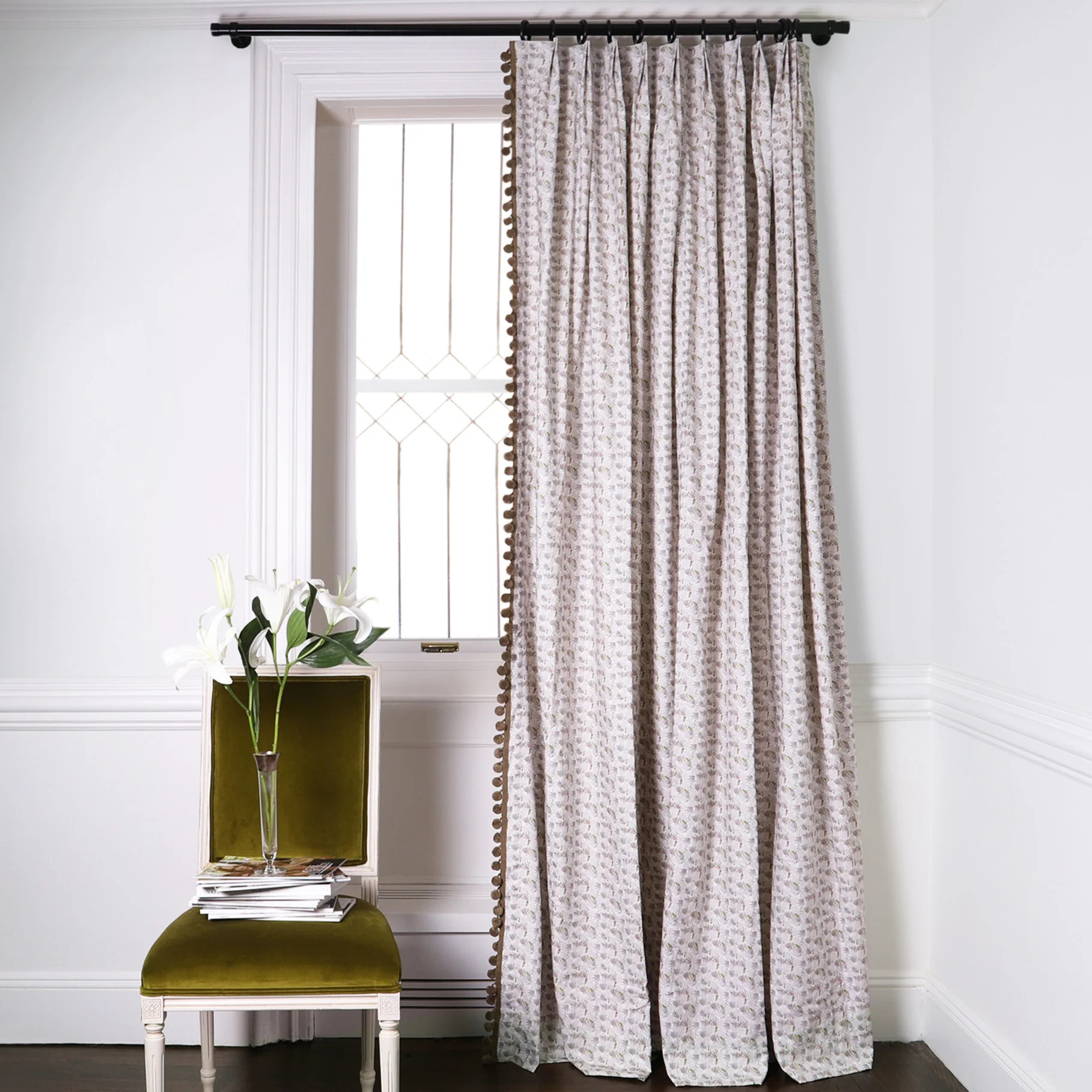 Custom Grey Floral Patterned Curtains: Eden - Pepper Home | Pepper
