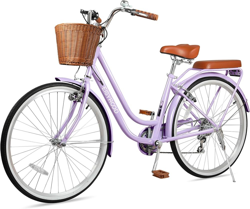 26 Inch Cruiser Bike for Women, 7-Speed Comfort Beach Bicycle | with Basket & Rack | Lightweight ... | Amazon (US)