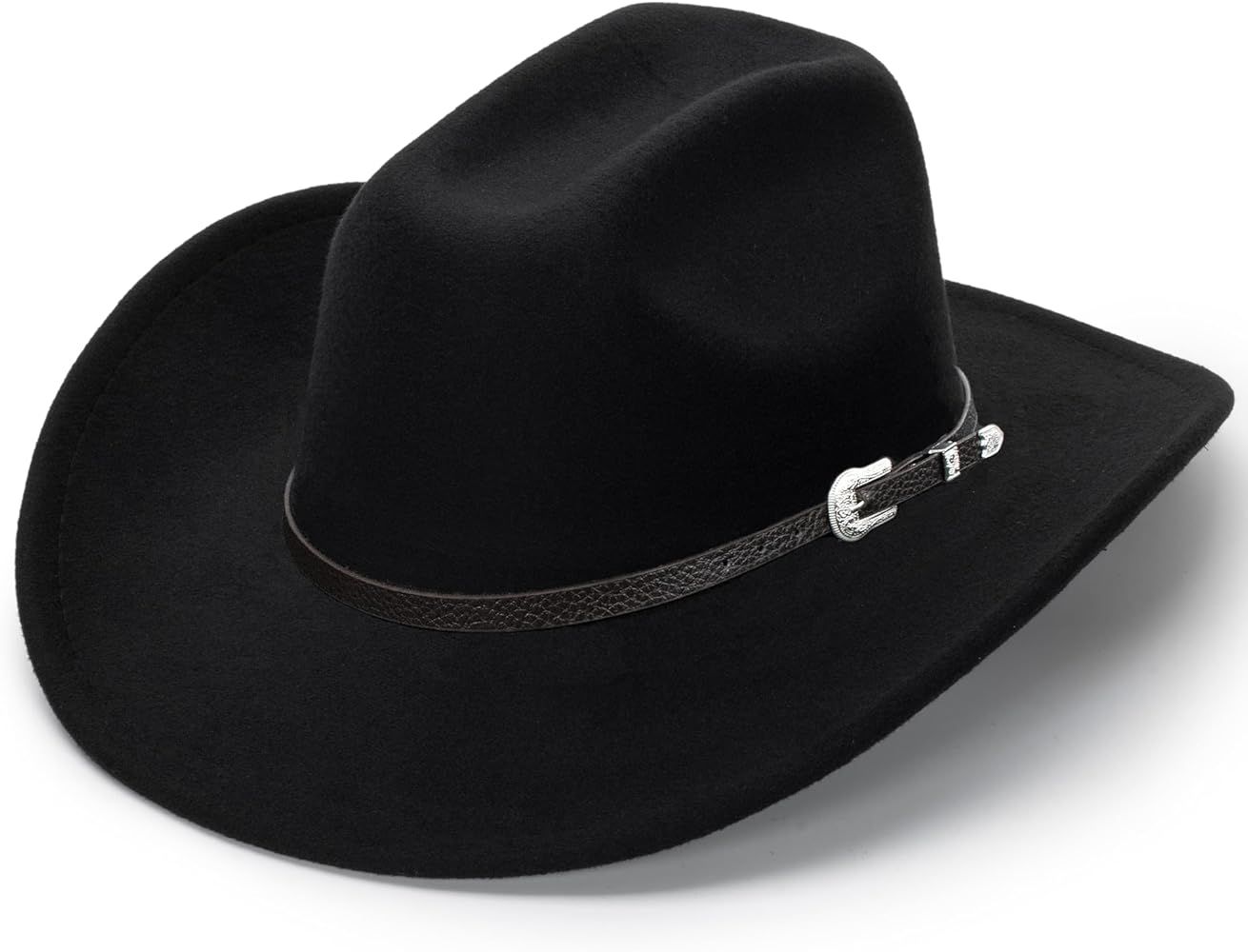 Shapeable Cowboy Hat for Men Women Fedoras Wool Cap Outback Felt Cowgirl Jazz Hats with Silver Ca... | Amazon (US)