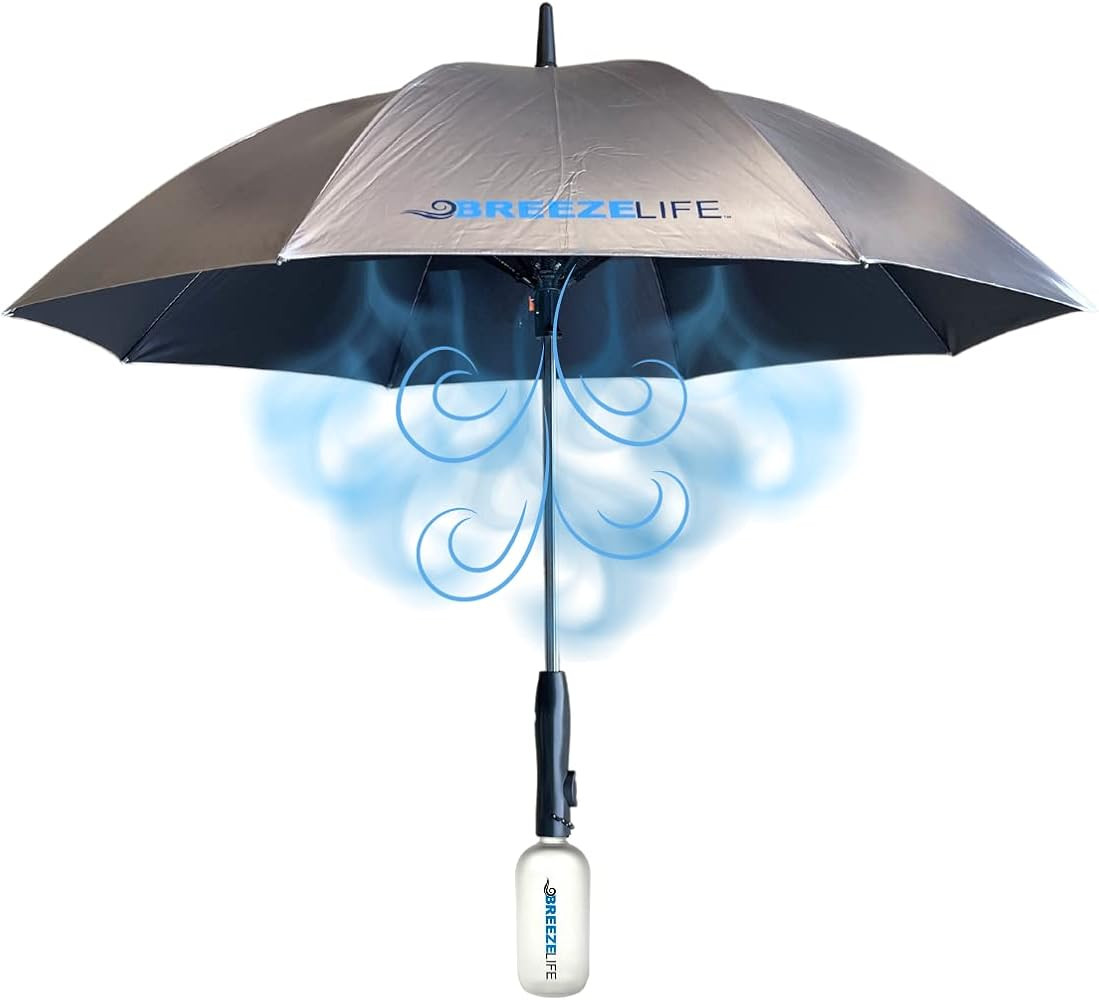 Breeze Life Mister Breeze USB Rechargeable Sun Umbrella with Built In Fan and Mister Spray for He... | Amazon (US)