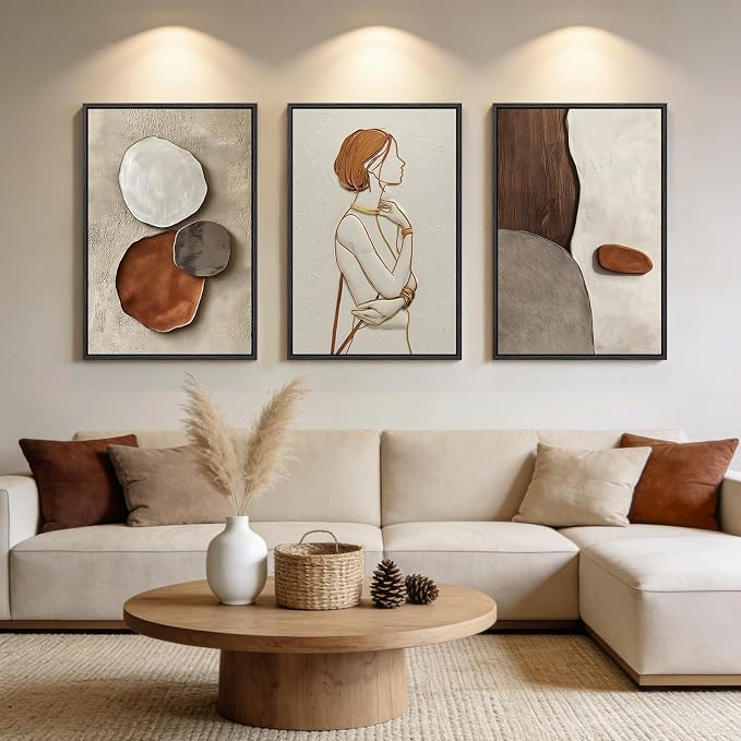 Large Wall Art For Living Room,3 Piece Framed Wall Art for Wall Decorations Living Room Minimalis... | Amazon (US)