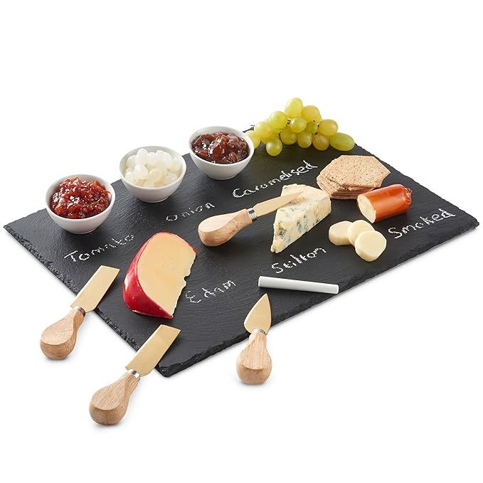 VonShef 9 Piece Slate Cheese Board Server Plate Tray and Dipping Set with Brushed Gold 4 Piece St... | Amazon (US)