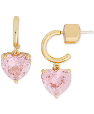 Gold-Tone Heart Charm Huggie Hoop Earrings | Macy's