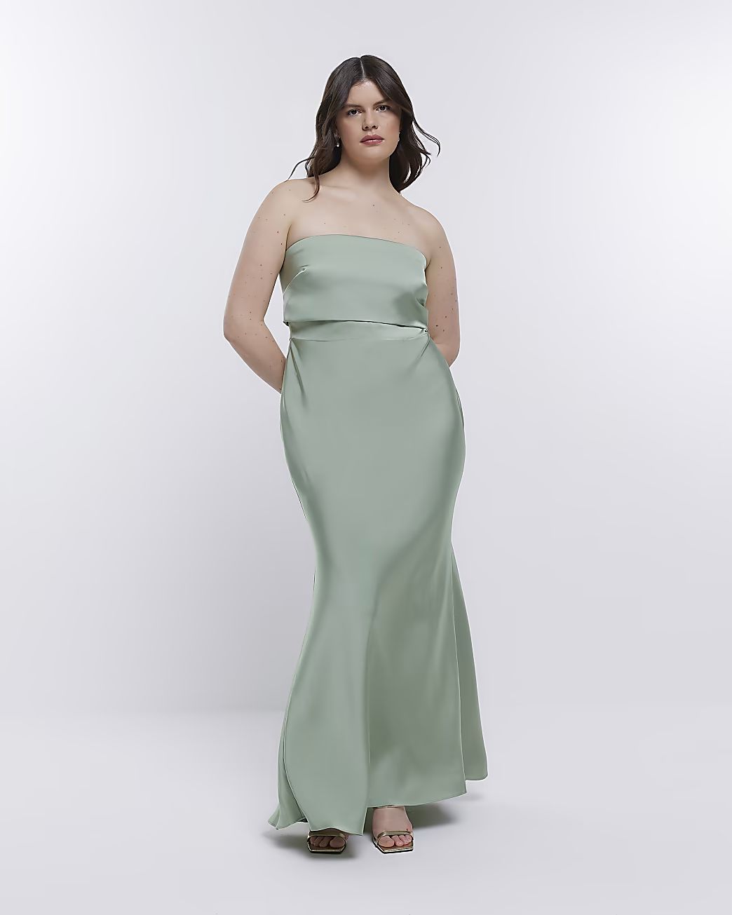 Green Bridesmaid Bandeau Maxi Dress | River Island (UK & IE)
