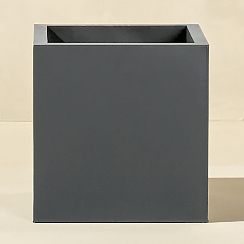Blox Large Square Galvanized Charcoal Grey Modern Indoor/Outdoor Planter + Reviews | CB2 | CB2