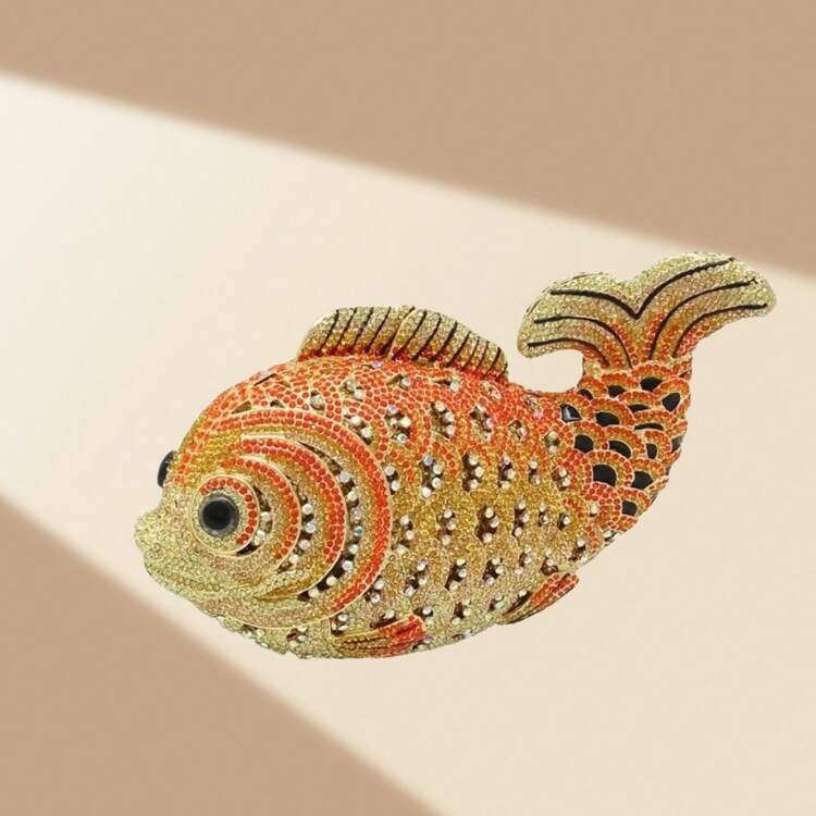 Ladies Mini Fish Clutch Purse Luxury Rhinestones Evening Bag Sparkling Wedding Handbag | SHEIN