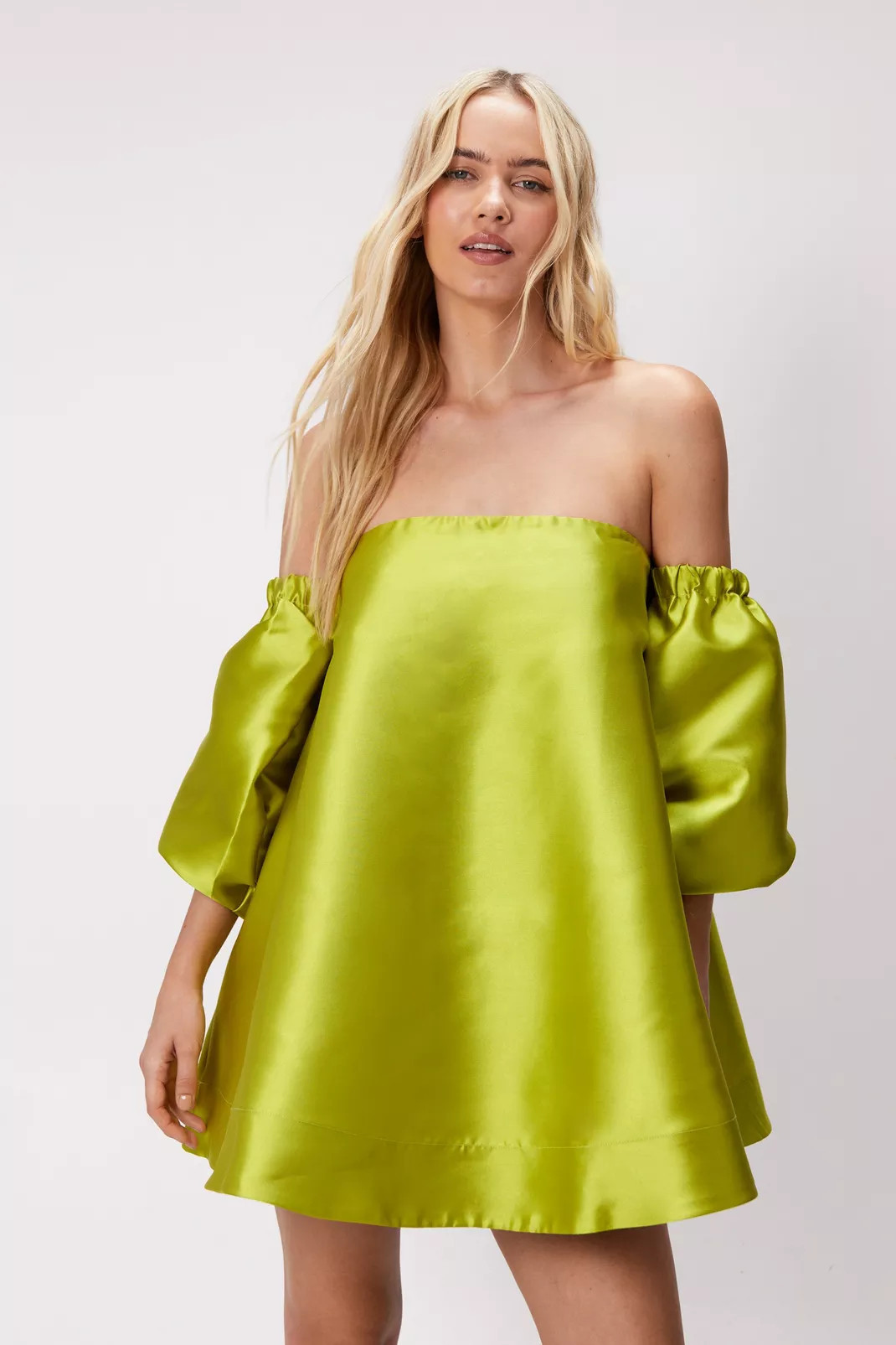 Structured Off The Shoulder Puff Sleeve Mini Prom Dress | Nasty Gal US