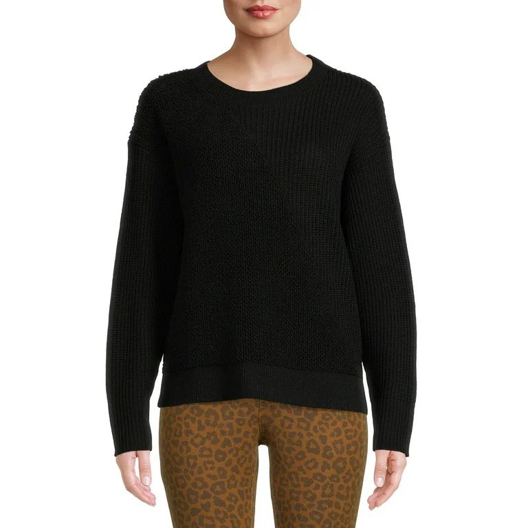 Time and Tru Women's Intarsia Teddy Sweater - Walmart.com | Walmart (US)