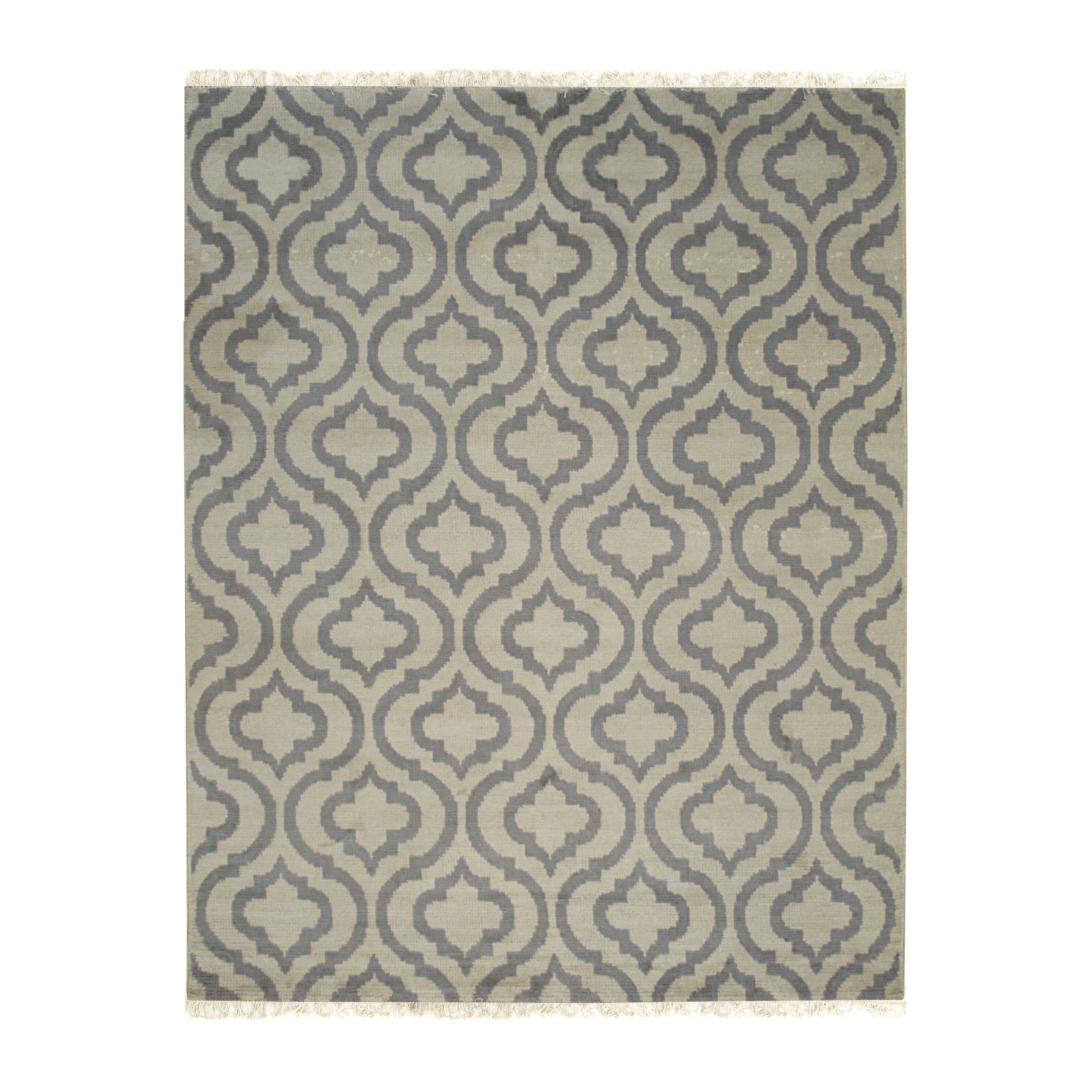 Hand-knotted Wool Grey Contemporary Trellis Moroccan Rug - 8' x 10' | Bed Bath & Beyond