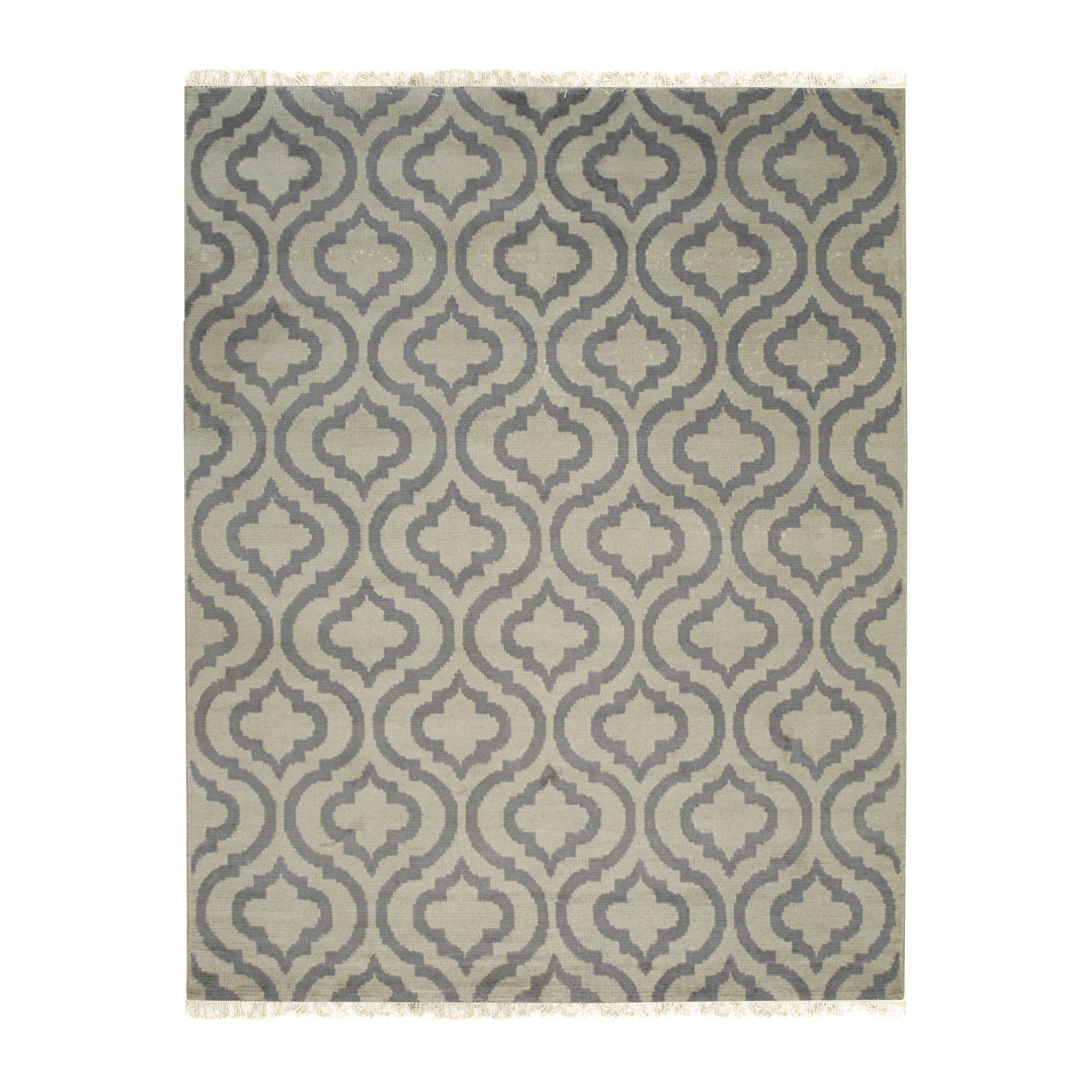 Hand-knotted Wool Grey Contemporary Trellis Moroccan Rug - 8' x 10' | Bed Bath & Beyond