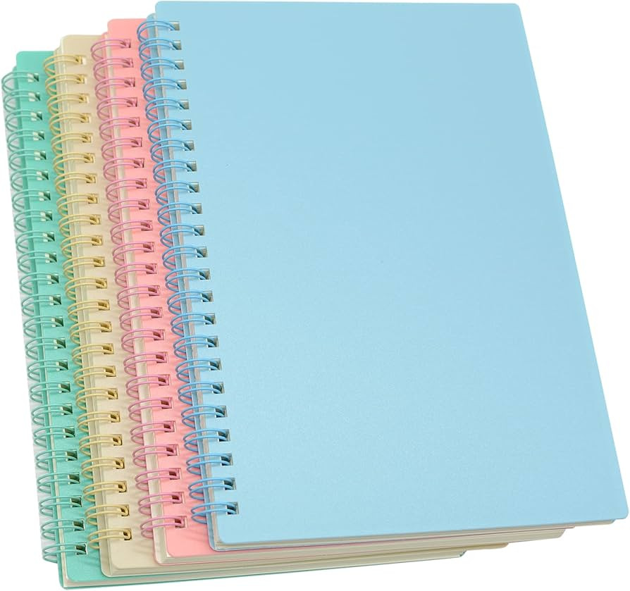 Yansanido Spiral Notebook, 4 Pcs 8.3 Inch x 5.9 Inch A5 Thick Plastic Hardcover 7mm College Ruled... | Amazon (US)