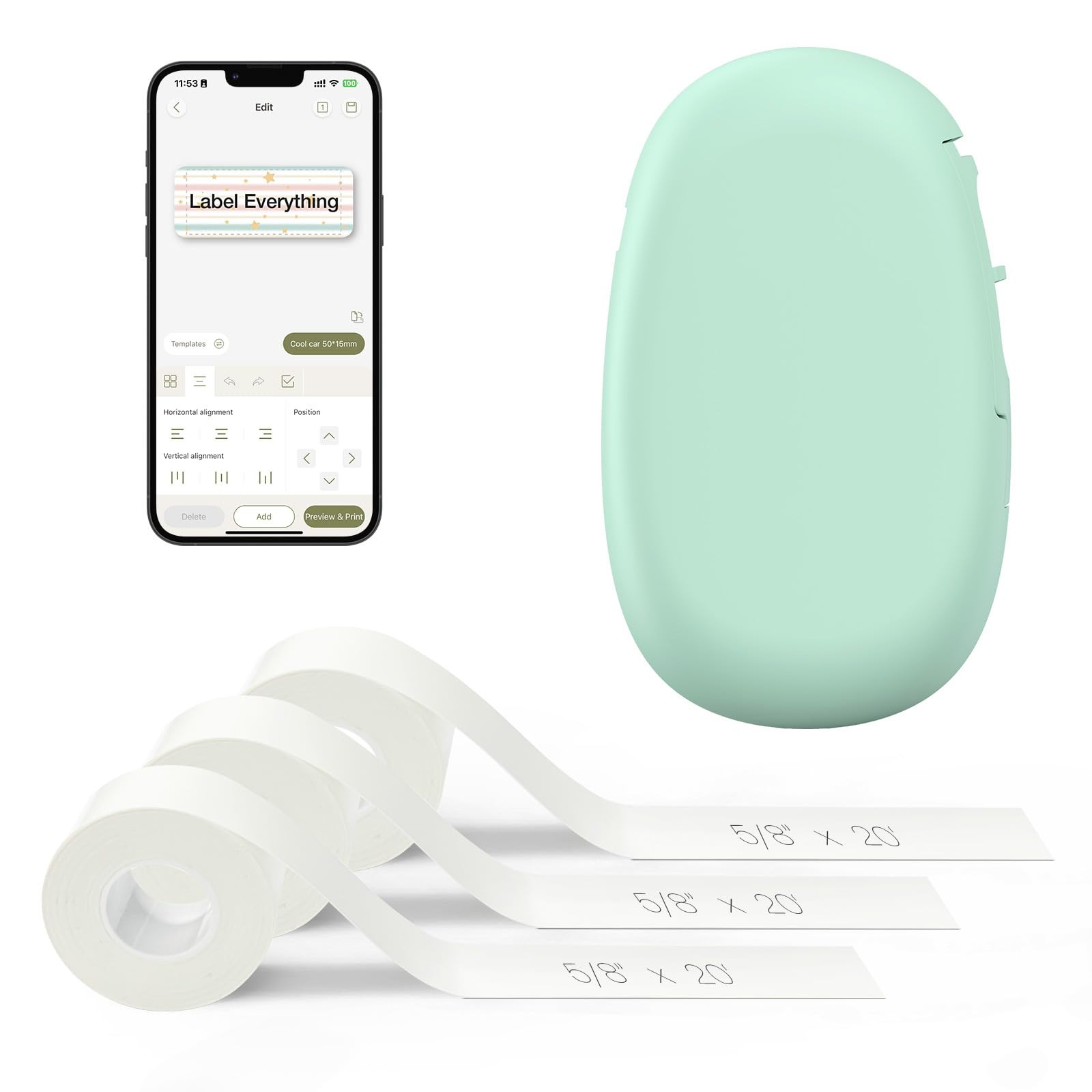 SUPVAN E10 Bluetooth Label Maker Machine with 3 Tapes, Continuous Waterproof Label, Versatile App... | Amazon (US)
