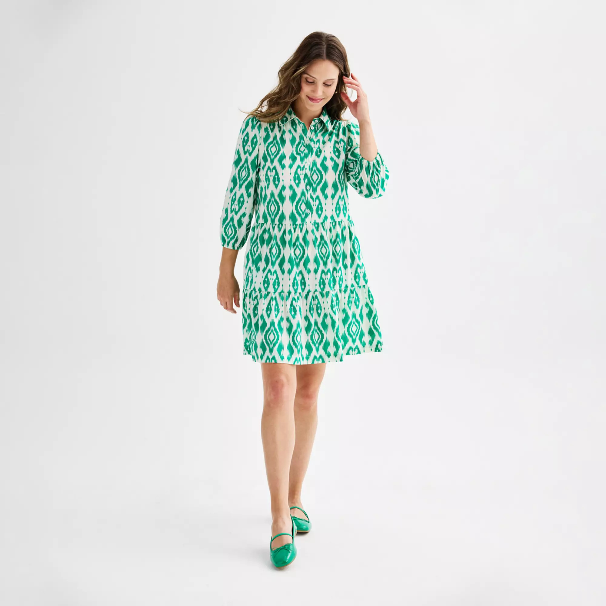 Women's Ellen Tracy Shirt Dress with Flounce Hem | Kohl's