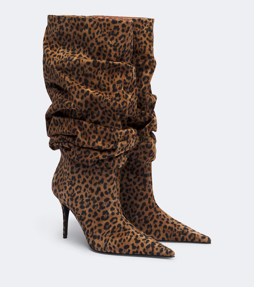 Amina Muaddi Anok leopard-print suede knee-high boots | Mytheresa (US/CA)