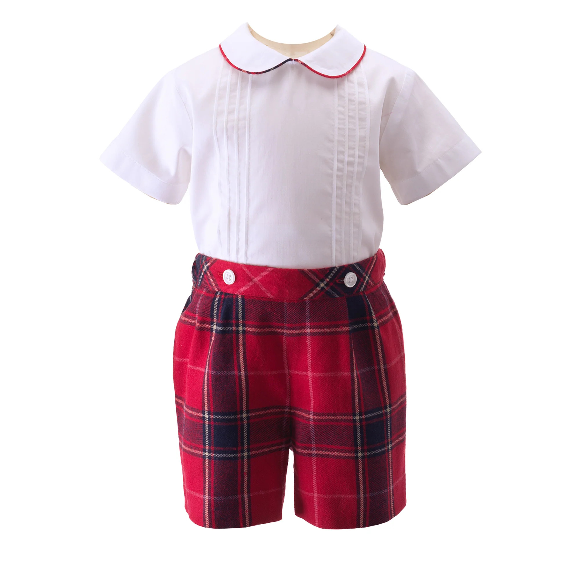 Red Tartan Shirt and Shorts Set | Rachel Riley