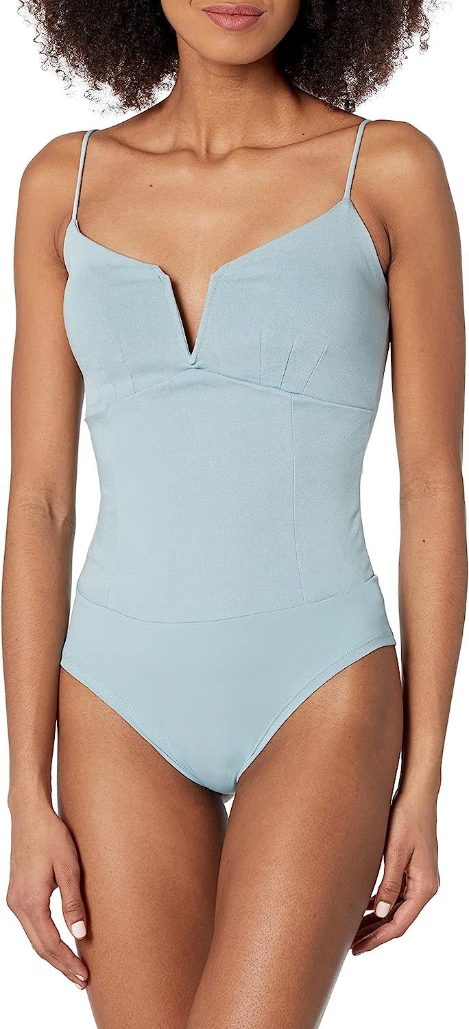 MIAMINE Women Summer Low Neck Ribbed Bodysuit Sleeveless Basic Spaghetti Strap Pullover Cami Tank... | Amazon (US)