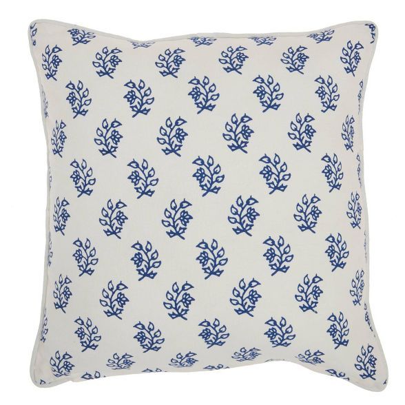 18&#34;x18&#34; Life Styles Printed Branches Square Throw Pillow Blue - Mina Victory | Target
