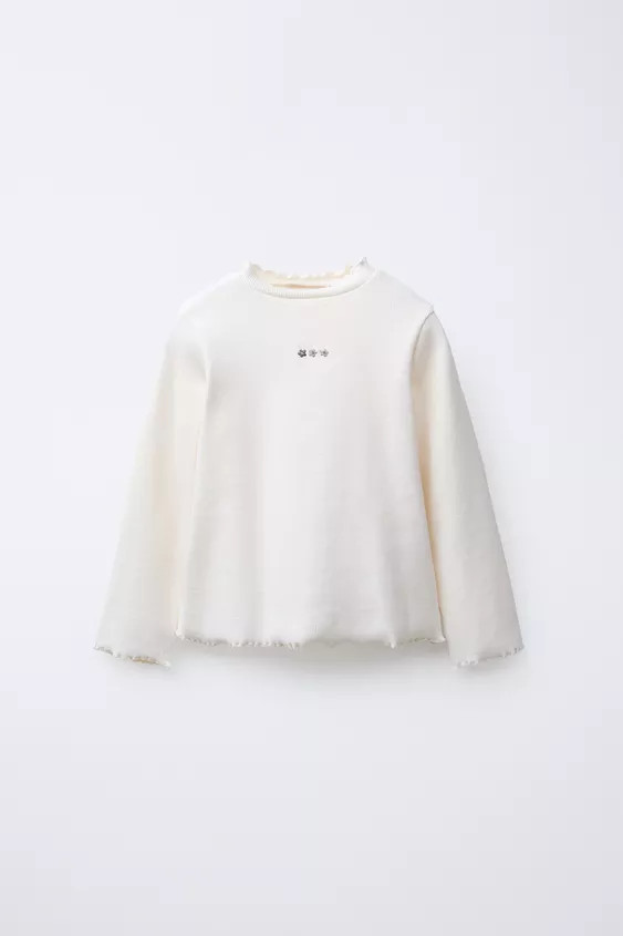 RIBBED TOP WITH EMBROIDERED DETAIL | Zara US