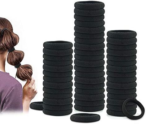 50 Pack Dreamlover Black Hair Ties, Non Pull Cotton Hair Ties for Men and Women, Soft Ponytail Ho... | Amazon (US)