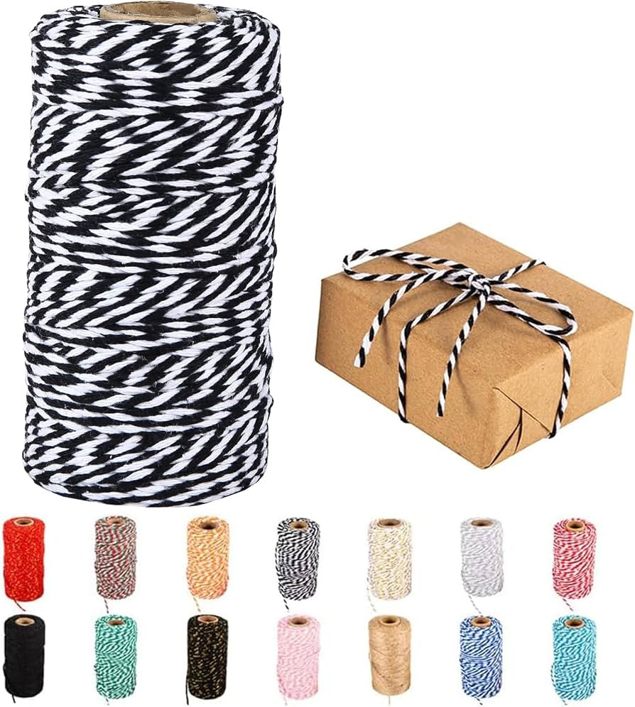 Amazon.com: Black White Twine String,328 Feet Cotton Bakers Twine Cotton Cord DIY Crafts Butchers... | Amazon (US)